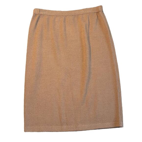 Vintage St. John Collection Marie Gray Brown Camel Wool Sweater Skirt Size 12 - Picture 4 of 4
